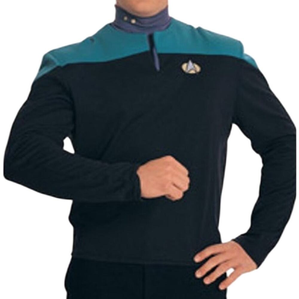 Star Trek Deep Space Nine Costume Shirt Teal Black Science Uniform Rubies Large